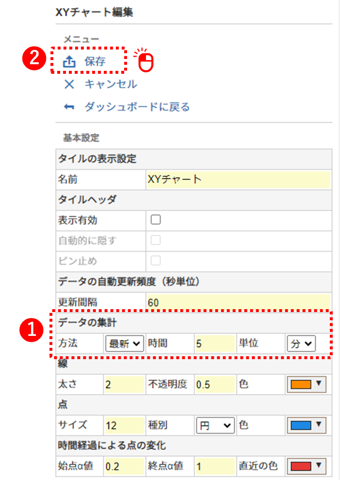 XY 軸データの時間を揃える